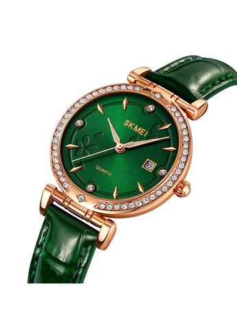Годинник 2169RGGN Rose Gold-Green жіночі класичні кварцові зі шкіряним ремінцем та водозахистом 50 м ProDobro (367264994)