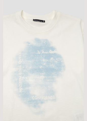 Молочна літня футболка з коротким рукавом для хлопчика колір молочний цб-00271166 First Kids