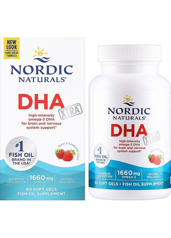 Пищевая добавка, 1660 мг со вкусом клубники "Омега-3" DHA Strawberry 60шт (879771-26344555) Nordic Naturals (368666065)