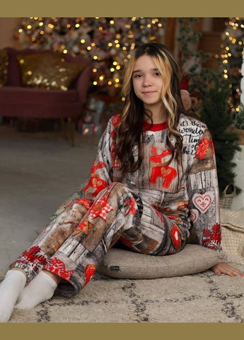 Серая зимняя пижама для девочки (подростковая) hc (h001-6079-035-2-1) No Brand