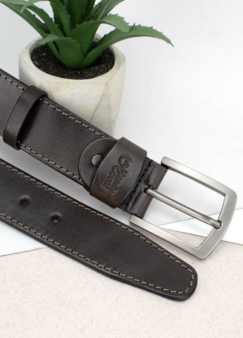 Ремень мужской кожаный со строчкой HC0072 коричневый (130 см) HandyCover (285742846)