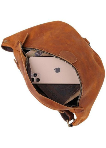 Чоловіча шкіряна сумка на пояс бананка через плече для телефону та документів середня Коричневий 38637 Vintage (353302648)