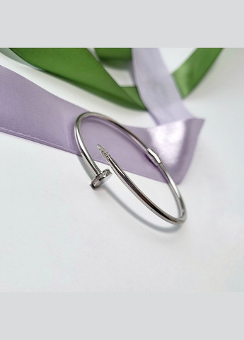 Серебряный браслет женский Гвоздь с белыми камнями 18 см серебро 925 пробы Родированное 3003р 8.85г Nobrand (363969316)