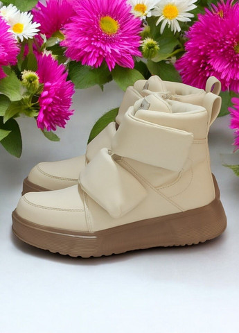 Демісезонні черевики хайтопи утеплені для дівчинки на липучках 512 бежеві Clibee (301940112)