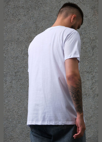 Біла чоловіча оверсайз футболка з принтом pink 1702 з довгим рукавом Without