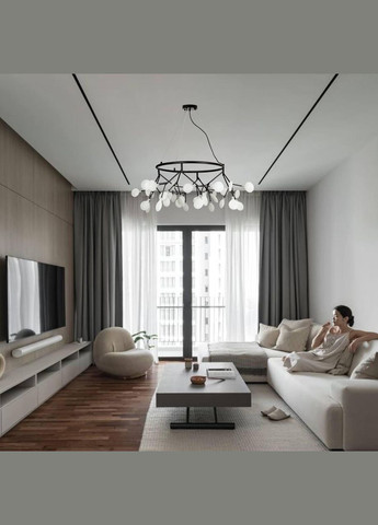 Черная круглая люстра из стеклянных лепестков на 36 ламп Petals (918-LP263-36 BK+WH) No Brand (370070720)