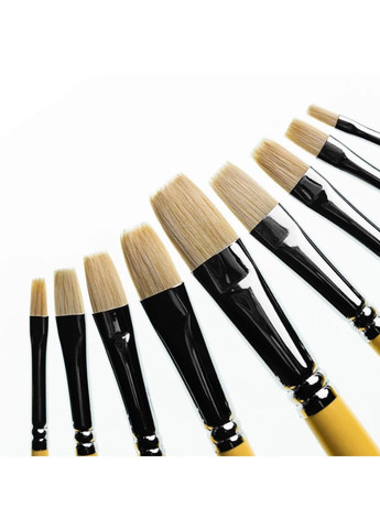 Кисть Щетина плоская широкая 6607AS №10, длинная ручка, 6607AS10, 99IDEAS (329144529)