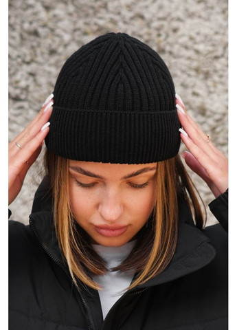 Утеплена трикотажна шапка біні докер на флісі Gvido black Without (362501524)