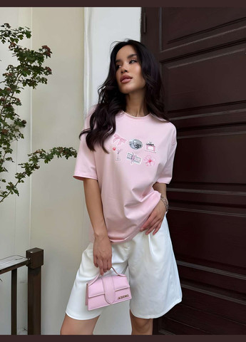 Женская белая хлопковая футболка с веселым принтом хлопок. Україна - (339402830)