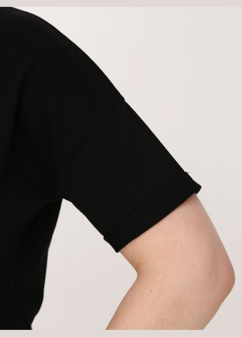 Чорна літня футболка жіноча чорна пряма з принтом з коротким рукавом MDG Пряма