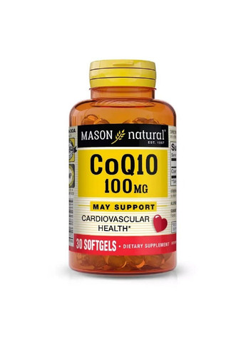 Натуральная добавка Co Q10 100 mg, 30 капсул Mason Natural (293341465)