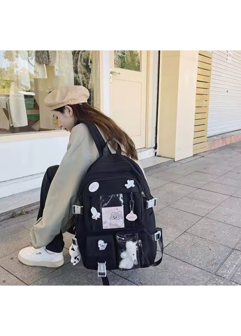 Рюкзак для студентів та підлітків з прозорими карманами,значками та м'якою іграшкою СВТ.Т (366220387)