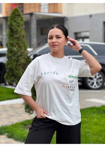 Женская футболка Pepper Mint BX24-19 с карманом оверсайз надписи вышивка Pepper&Mint - (304062715)