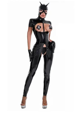 Чорний демісезонний сексуальний костюм жінки кішки з латексу. жіночий костюм для рольових ігр China