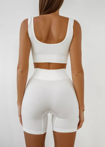 Спортивный комплект рубчик топ и шорты молочного цвета (70107) FitFiesta (329193873)