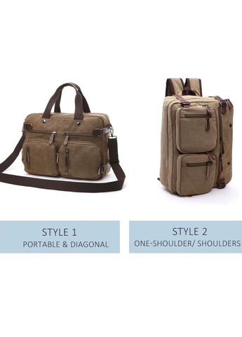 Сумка рюкзак трансформер мужская из плотной ткани вместительная. Коричневая No Brand (334010962)