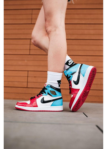 КРОСІВКИ ЖІНОЧІ NIKE AIR JORDAN 1 RETRO HIGH BLUE RED WHITE 2 НАЙК АІР ДЖОРДАН No Brand білі демісезони (367177557)