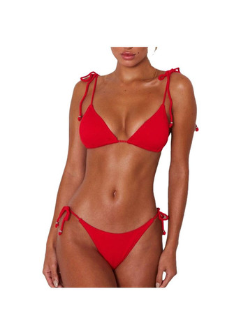 Красный летний женский купальник бикини раздельный в рубчик m(s/m) l(m/l)(42 44 46 48) красный No Brand
