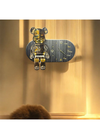 Детские настенные часы с LED подсветкой "Bearbrick Iron Edition" с фигуркой мишки (N780) No Brand (361161985)