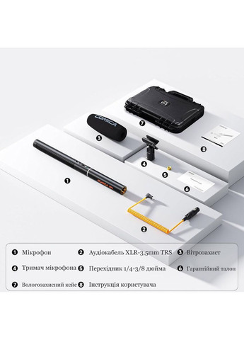 Суперкардіоїдний конденсаторний спрямований мікрофон-гармата VP3 з XLR Comica (360713357)