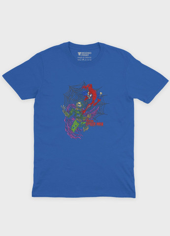 Синяя демисезонная футболка для мальчика с принтом супергероя - человек-паук (ts001-1-brr-006-014-051-b) Modno
