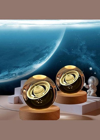 Хрустальный ночник "Сатурн" - 3D модель планеты в стеклянной сфере (6 см) No Brand (346440205)