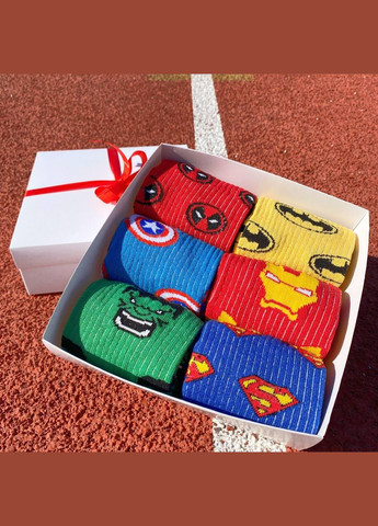 Комбинированные бокс мужских носков 40-45 на 6 пар с героями "marvel" в подарочной коробке Vakko (307009087)