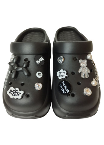 Кроксы женские с джибитсами на платформе Черный No Brand (322415659)