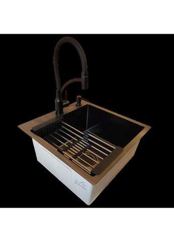 Комплект кухонної мийки HM 50х50 NANO BLACK (DECOR) PVD (3.0/1.0 мм) Kraft (350671397)