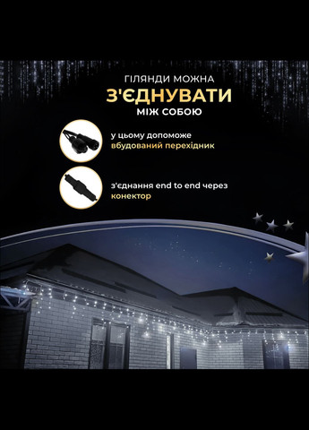 Гірлянда Бахрома вулична 810 LED 50 метрів чорна, білий GarlandoPro (316721907)