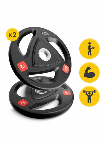 Диск олімпійський 2 x 15 кг 51 мм металевий, прогумований Black (P-5905973401272) 4FIZJO (345647626)