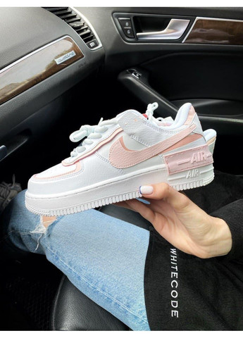 КРОССОВКИ ЖЕНСКИЕ NIKE AIR FORCE 1 SHADOW WHITE PINK НАЙК АИР ФОРС 1 ПРЕМИУМ No Brand розовые демисезоны (368887842)