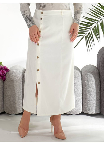 Молочная офисная однотонная женская юбка из микровельвета с распоркой на пуговицах – замеры в описании DK/DL Мода без кордонів клешированная