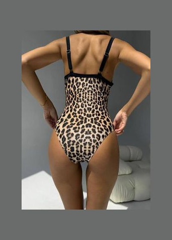 Коричневый летний женский сплошной леопардовый купальник с м л леопард лето No Brand