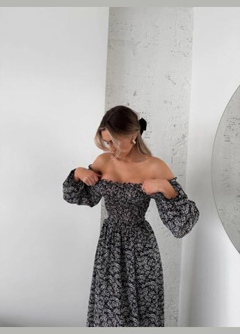 Сіра сукня повітряна ніжна чорна 746eb No Brand