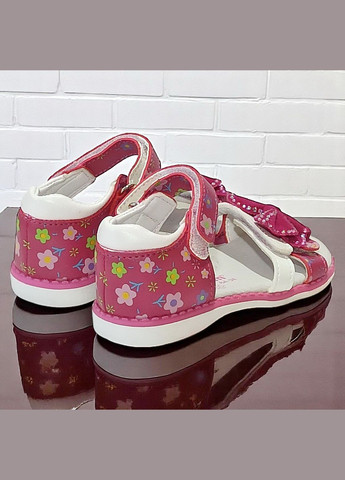 Малиновые ортопедические босоножки открытые сандалии на липучках для девочки том м Tom.M со стразами, с бахромой, с цветами