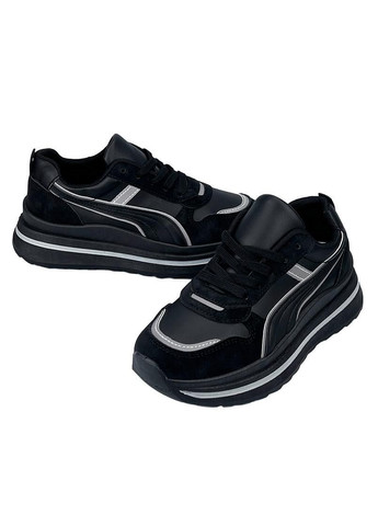 Черные кроссовки женские комбинированные черные 50813-1 No Brand