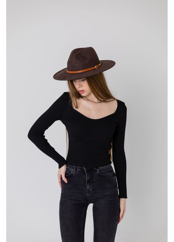 Шляпа федора унисекс с широкими полями 8 см замшевая SUEDE No Brand (366732738)