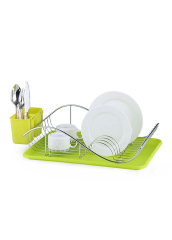 Сушарка для посуду 49х32х13 см з хромованої сталі з піддоном (зелена) 0761A Kamille (282720687)