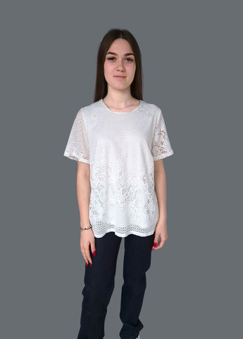 Молочна блузка - футболка жіноча мереживна однотонна Eastex