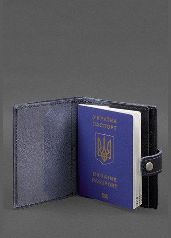 Шкіряна обкладинка-портмоне на паспорт з гербом України 25.0 темно-синя (A-028224) BlankNote (329186809)