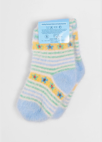 Носки детские ангоровые голубого цвета с принтом Let's Shop (305389288)
