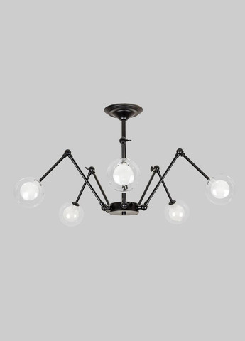 Черная люстра "Паук" на 5 ламп с двойными плафонами (61-S1005F-5 BK+CLWH) No Brand (370070750)