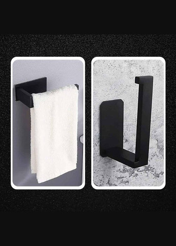 Тримач для туалетного паперу або рушників самоклейний прямокутний чорний (OK0063_3) No Brand (315922546)