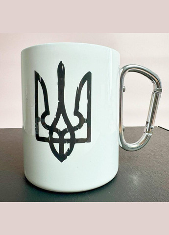 Кружка металева з карабіном "Слава Україні" 300 мл у подарунковій коробці з бантом No Brand (324264354)