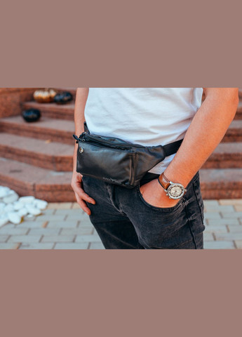 Мужская кожаная бананка на пояс черная 18783 Tiding Bag (304287236)