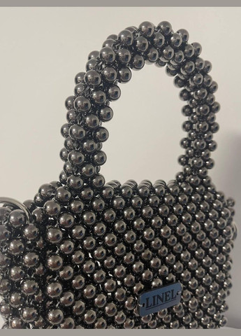 Сумка жіноча сіра з намистин ручна робота 021 Felicita (336377601)
