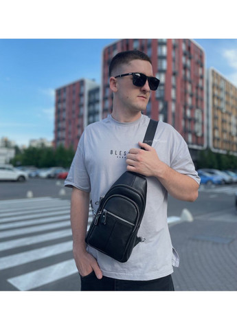 Чоловіча сумка-слінг шкіряна крос боді чорна A25F-5060A Tiding Bag (372792992)