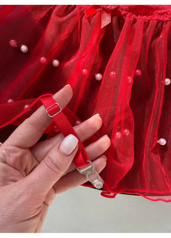 Красный балконет комплект женского белья | с прозрачной юбочкой Vital-Textile без косточек полиэстер, эластан