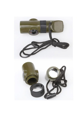 Функціональний свисток з ліхтариком, компасом, термометром "ArmyTools" (темно-зелений) China (366874718)